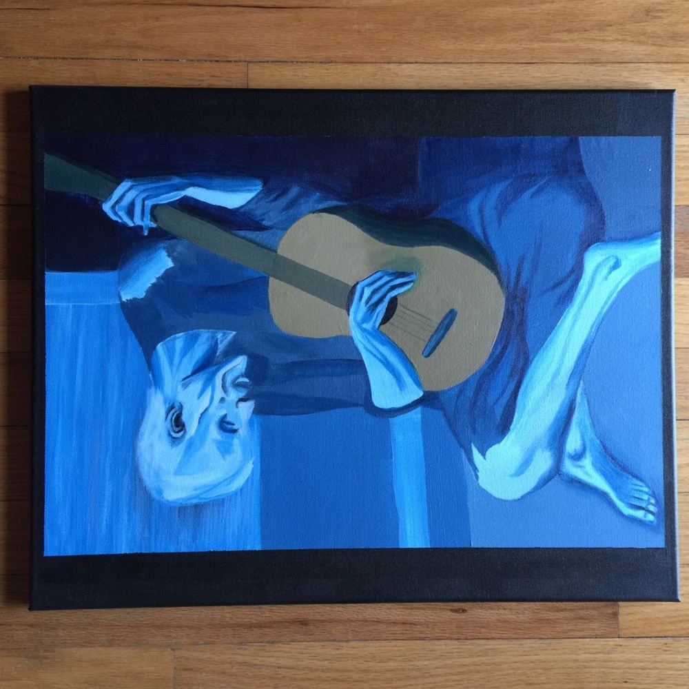 The Old Guitarist. Picasso acrylic replica.